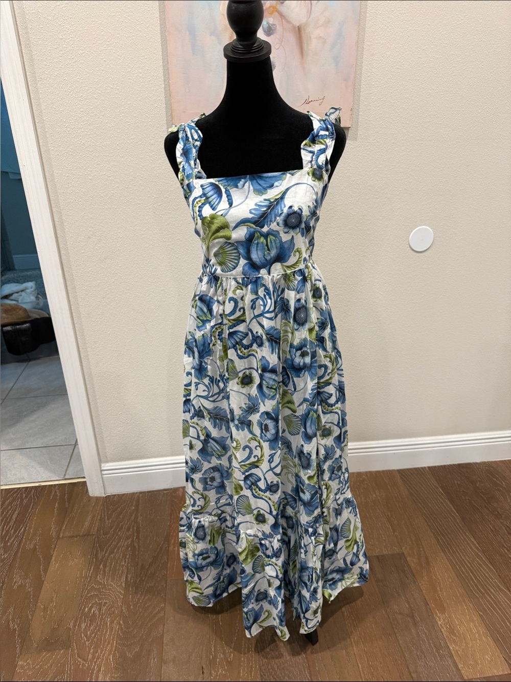 The Lazy Poet Blue Green with Ruffle Straps Mika Green Medusa Maxi Dress